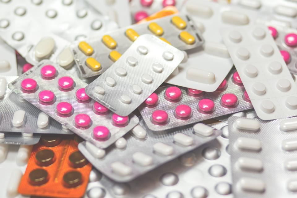 Blister packs of prescription tablets